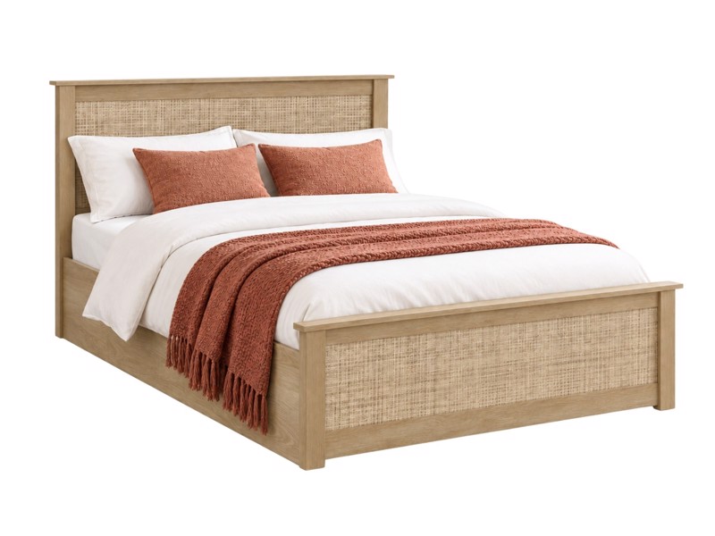 Land Of Beds Alessa Oak Finish Wooden Double Ottoman Bed5