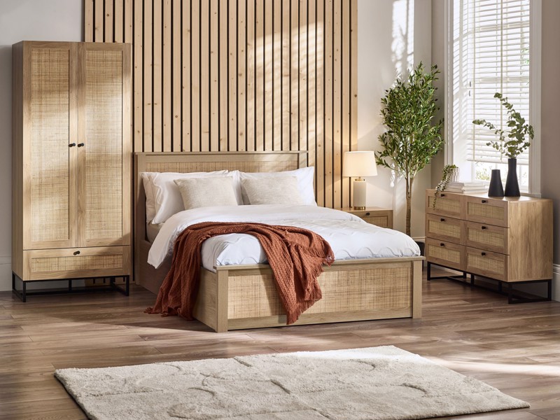 Land Of Beds Alessa Oak Finish Wooden King Size Ottoman Bed1