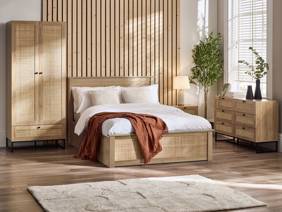 Land Of Beds Alessa Oak Finish Wooden Ottoman Bed1