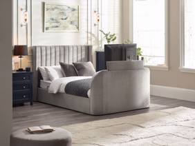 Land Of Beds Amara Light Grey Fabric Side Opening Ottoman TV Bed1