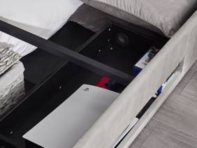 Land Of Beds Amara Light Grey Fabric Side Opening Ottoman TV Bed10