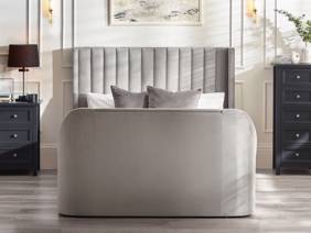 Land Of Beds Amara Light Grey Fabric Side Opening Ottoman TV Bed2