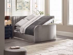 Land Of Beds Amara Light Grey Fabric Side Opening Ottoman TV Bed6