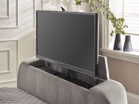 Land Of Beds Amara Light Grey Fabric Side Opening Ottoman TV Bed7