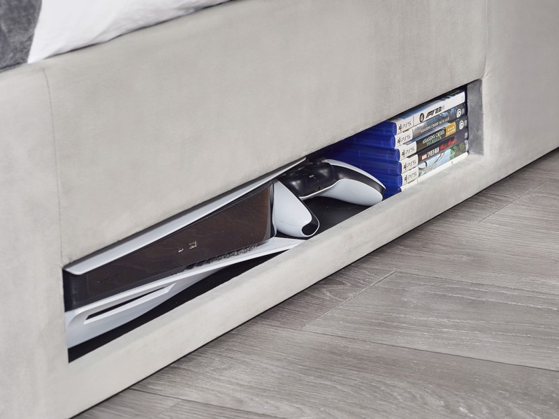 Land Of Beds Amara Light Grey Fabric Side Opening Ottoman TV Bed10