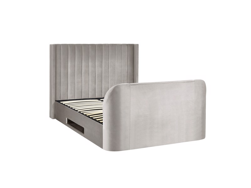 Land Of Beds Amara Light Grey Fabric Side Opening Ottoman TV Bed4