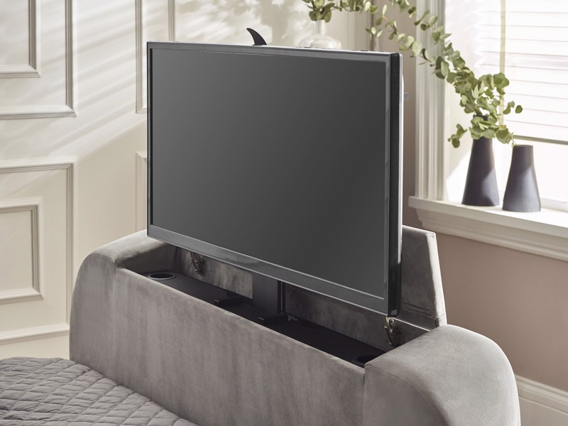 Land Of Beds Amara Light Grey Fabric Side Opening Ottoman TV Bed8