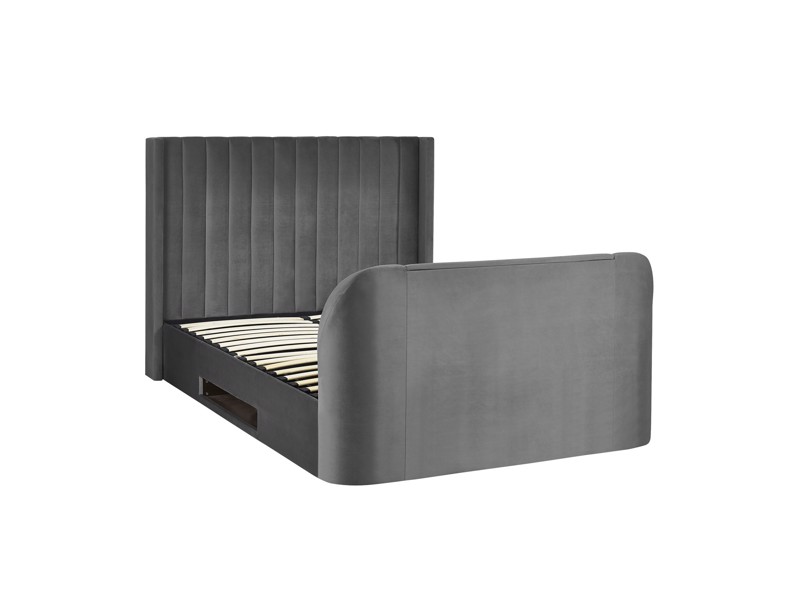 Land Of Beds Amara Dark Grey Fabric Side Opening Ottoman King Size TV Bed11