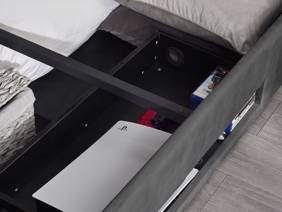 Land Of Beds Amara Dark Grey Fabric Side Opening Ottoman TV Bed10