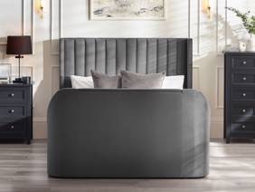 Land Of Beds Amara Dark Grey Fabric Side Opening Ottoman TV Bed2