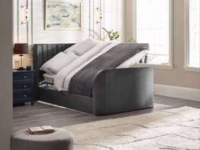 Land Of Beds Amara Dark Grey Fabric Side Opening Ottoman TV Bed6