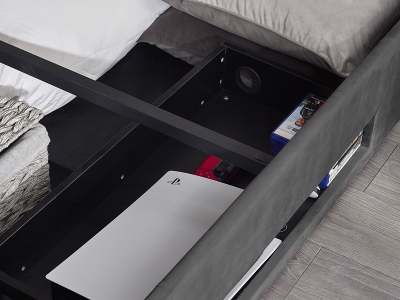 Land Of Beds Amara Dark Grey Fabric Side Opening Ottoman TV Bed11