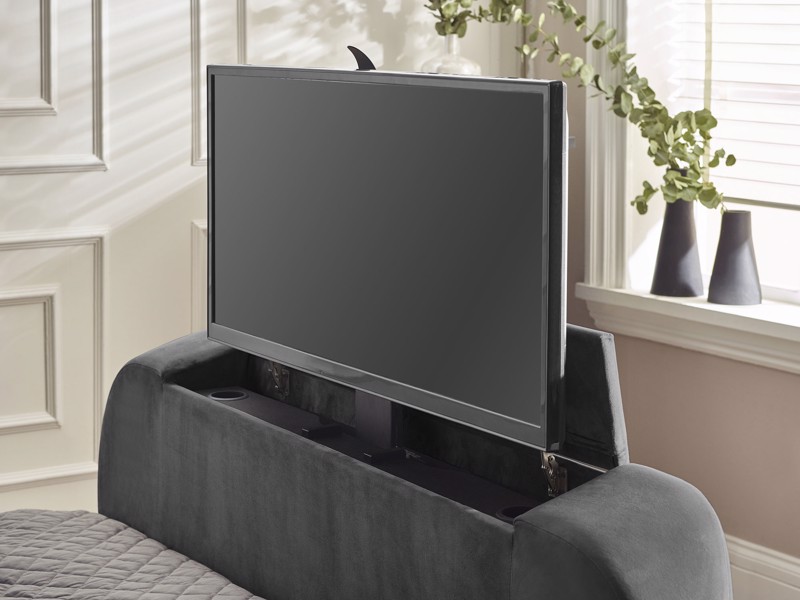 Land Of Beds Amara Dark Grey Fabric Side Opening Ottoman TV Bed8