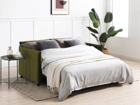 Land Of Beds Capri Olive Velvet Sofa Bed2