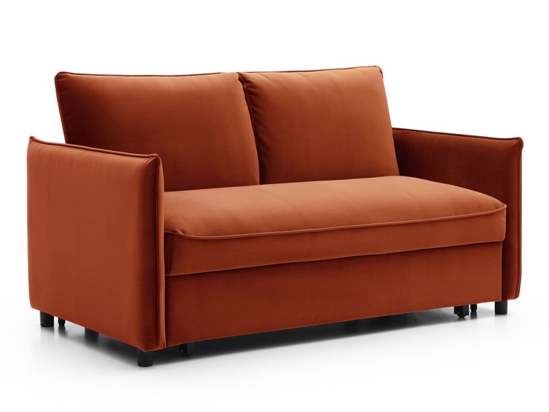 Land Of Beds Capri Burnt Orange Velvet Sofa Bed3