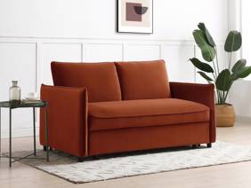 Land Of Beds Capri Burnt Orange Velvet Sofa Bed1