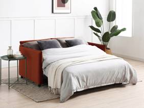 Land Of Beds Capri Burnt Orange Velvet Sofa Bed2