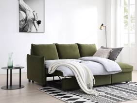 Land Of Beds Rhodes Olive Velvet Sofa Bed2