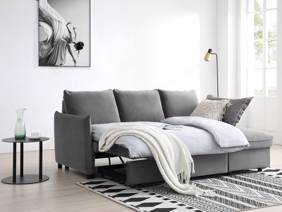 Land Of Beds Rhodes Grey Velvet Sofa Bed2