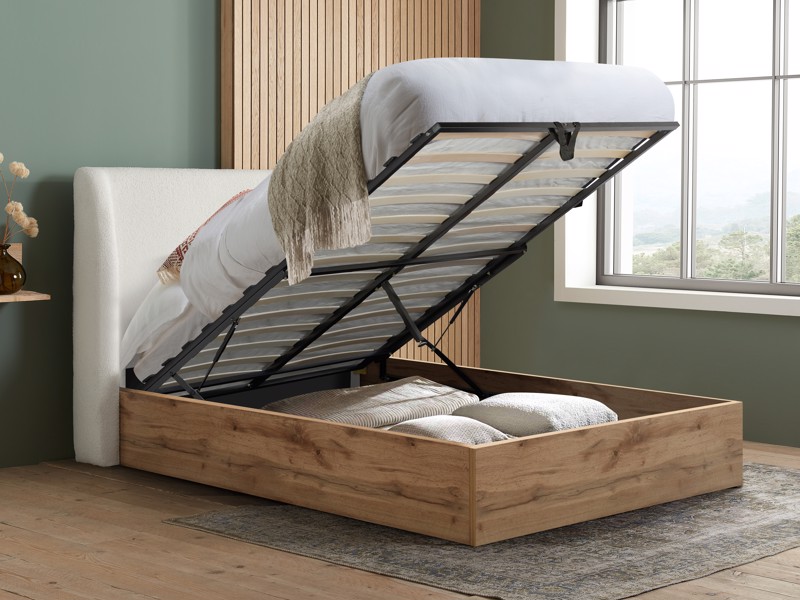 Land Of Beds Marla White Fabric Ottoman Bed2