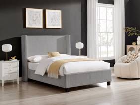 Land Of Beds Asha Grey Fabric Bed Frame1