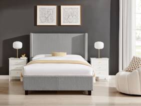 Land Of Beds Asha Grey Fabric Bed Frame2