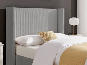 Land Of Beds Asha Grey Fabric Bed Frame3