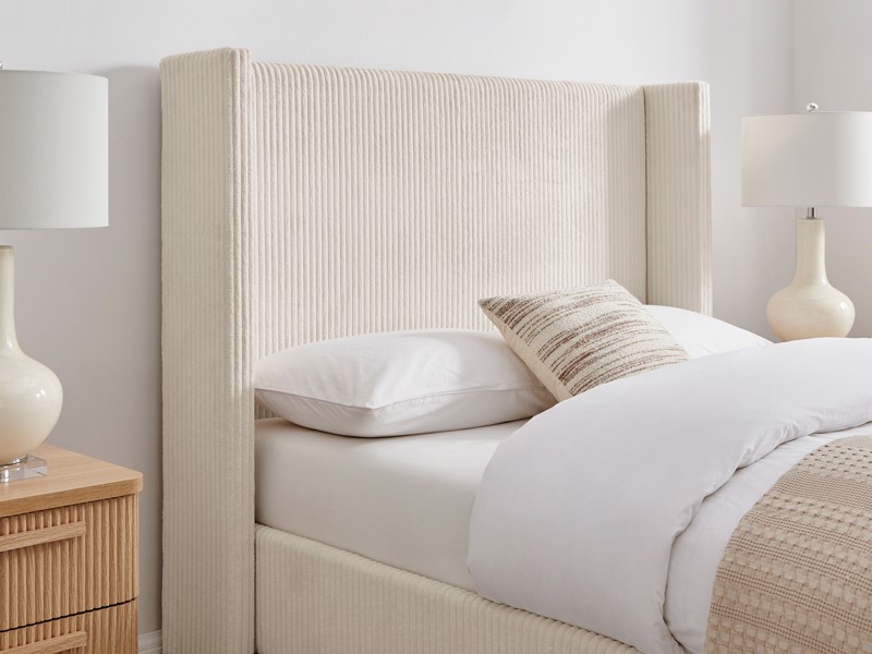 Land Of Beds Asha Cream Fabric Bed Frame3