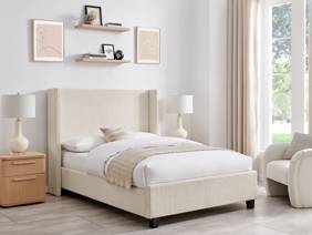 Land Of Beds Asha Cream Fabric Bed Frame1