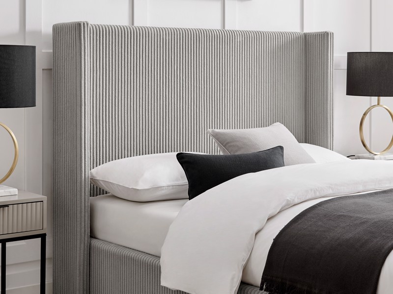 Land Of Beds Asha Grey Fabric King Size Ottoman Bed4