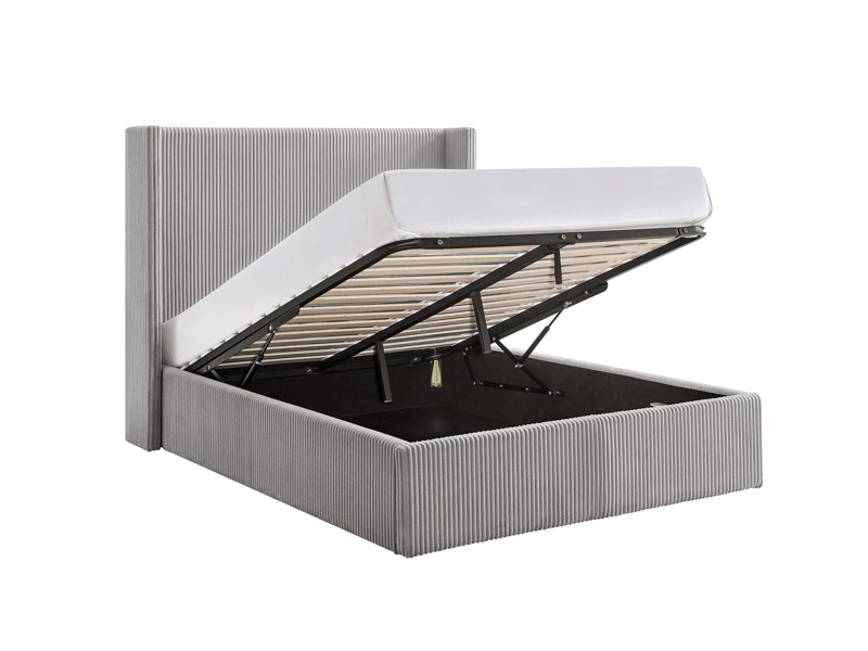 Land Of Beds Asha Grey Fabric King Size Ottoman Bed6