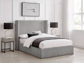 Land Of Beds Asha Grey Fabric Ottoman Bed1