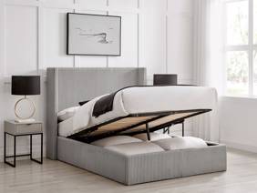 Land Of Beds Asha Grey Fabric Ottoman Bed3