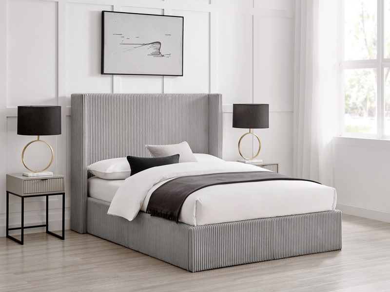 Land Of Beds Asha Grey Fabric Ottoman Bed1
