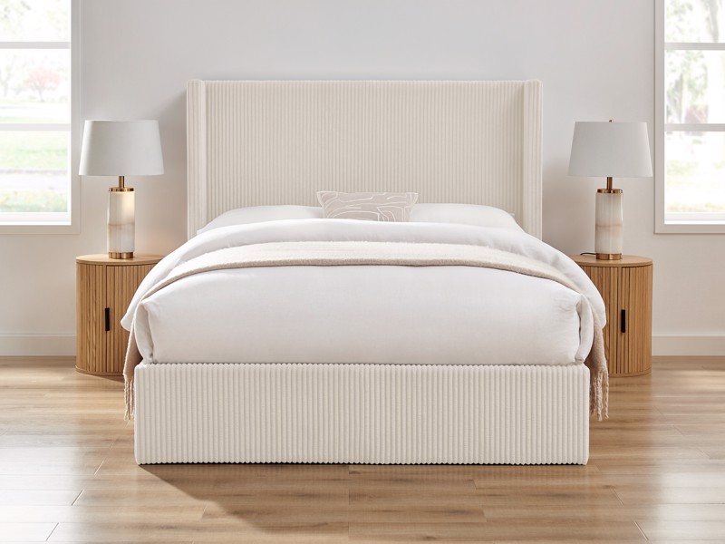 Land Of Beds Asha Cream Fabric Ottoman Bed3