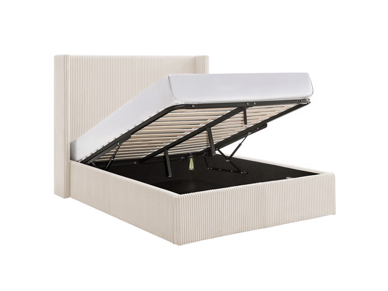 Land Of Beds Asha Cream Fabric Ottoman Bed6