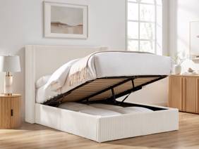 Land Of Beds Asha Cream Fabric Ottoman Bed3