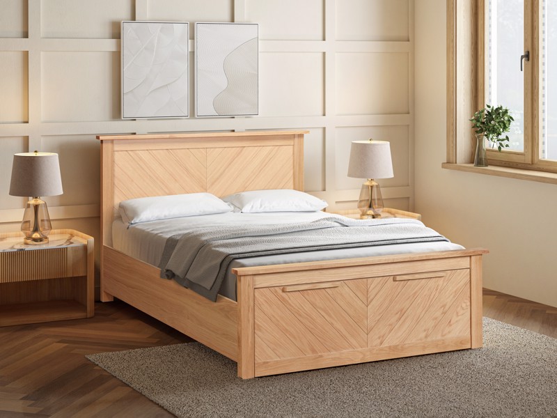 Land Of Beds Reynolds Oak Finish Wooden Storage Bed Frame1