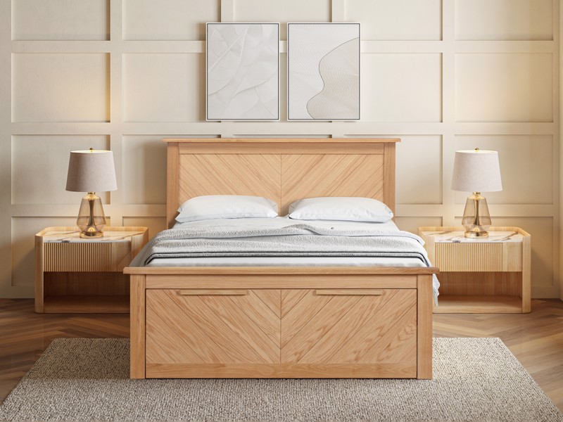 Land Of Beds Reynolds Oak Finish Wooden Storage Bed Frame2