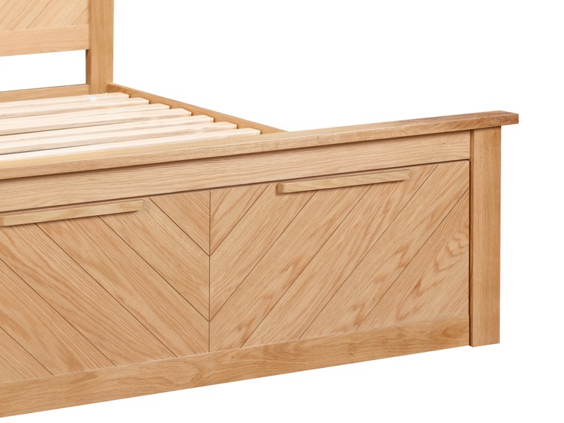 Land Of Beds Reynolds Oak Finish Wooden Storage Double Bed Frame4