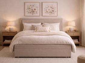 Land Of Beds Alberta Taupe Fabric Storage Bed Frame1