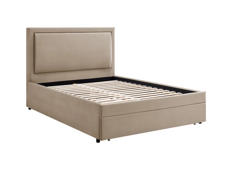 Land Of Beds Alberta Taupe Fabric Storage Double Bed Frame6