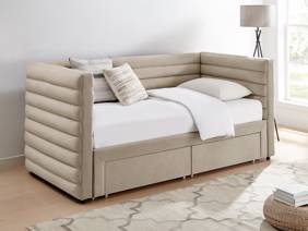 Land Of Beds Elodie Taupe Fabric Day Bed1