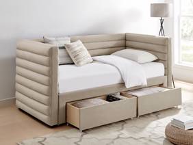 Land Of Beds Elodie Taupe Fabric Day Bed3