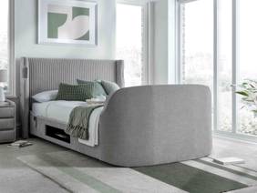 Land Of Beds Hayes Light Grey Fabric TV Bed1