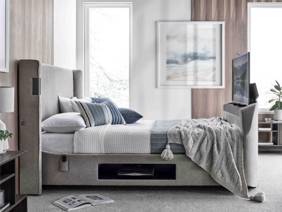 Land Of Beds Hayes Light Grey Fabric TV Bed2