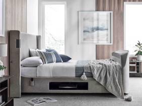 Land Of Beds Hayes Light Grey Fabric TV Bed3