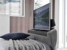 Land Of Beds Hayes Light Grey Fabric TV Bed8
