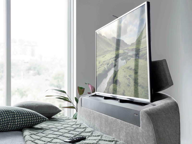 Land Of Beds Hayes Light Grey Fabric TV Bed5