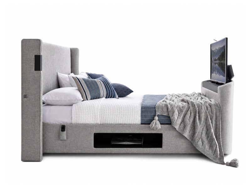 Land Of Beds Hayes Light Grey Fabric TV Bed8